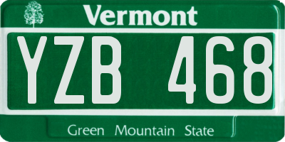 VT license plate YZB468