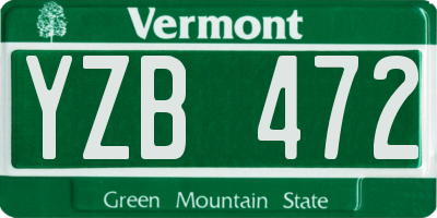 VT license plate YZB472