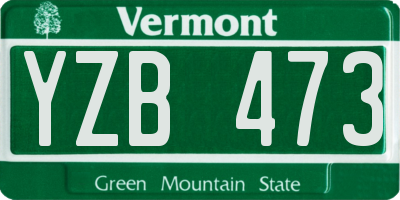 VT license plate YZB473