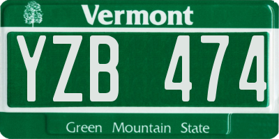 VT license plate YZB474