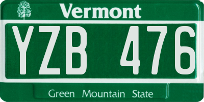 VT license plate YZB476