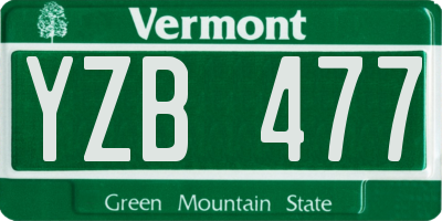 VT license plate YZB477