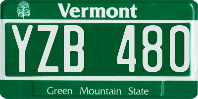 VT license plate YZB480