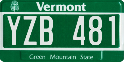 VT license plate YZB481
