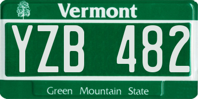 VT license plate YZB482