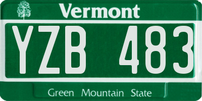 VT license plate YZB483