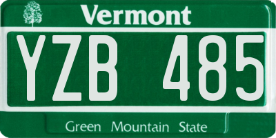 VT license plate YZB485