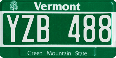 VT license plate YZB488