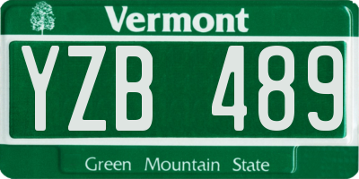 VT license plate YZB489