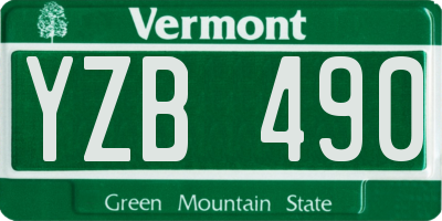 VT license plate YZB490