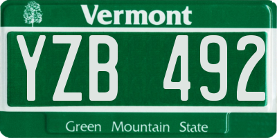 VT license plate YZB492