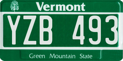 VT license plate YZB493