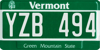 VT license plate YZB494