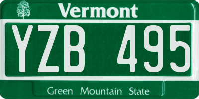 VT license plate YZB495