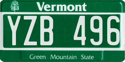 VT license plate YZB496