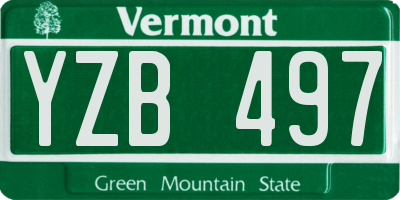 VT license plate YZB497