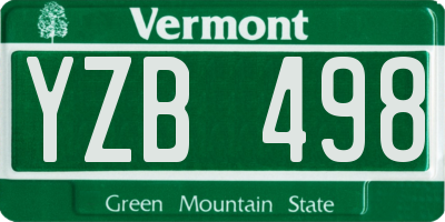 VT license plate YZB498