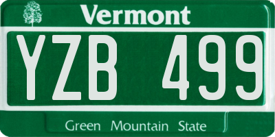 VT license plate YZB499