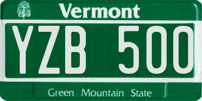 VT license plate YZB500