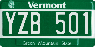 VT license plate YZB501