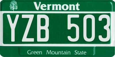 VT license plate YZB503