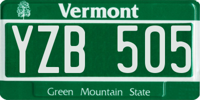 VT license plate YZB505