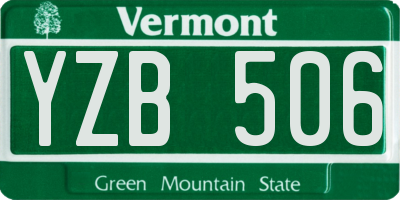 VT license plate YZB506
