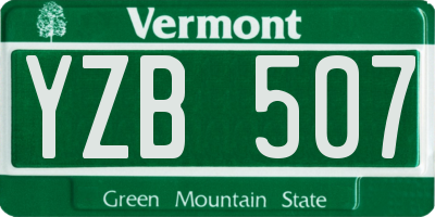 VT license plate YZB507