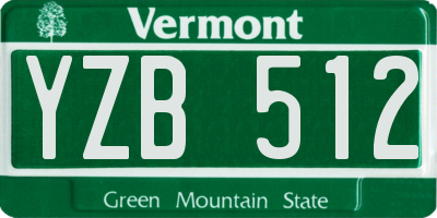 VT license plate YZB512
