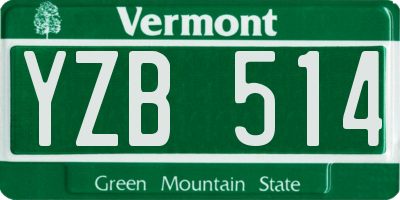 VT license plate YZB514