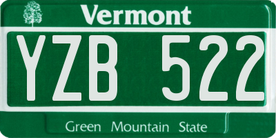 VT license plate YZB522
