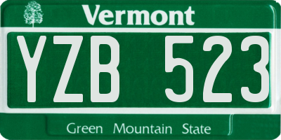VT license plate YZB523