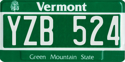 VT license plate YZB524