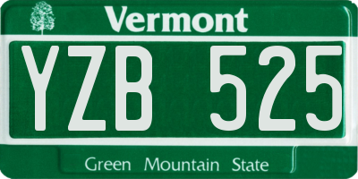 VT license plate YZB525