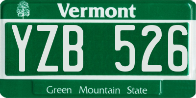 VT license plate YZB526
