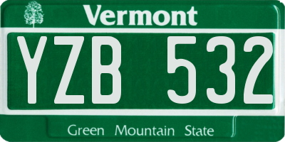 VT license plate YZB532