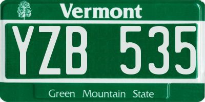 VT license plate YZB535