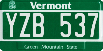 VT license plate YZB537