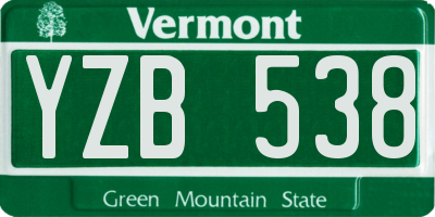 VT license plate YZB538