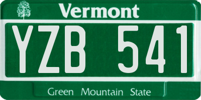 VT license plate YZB541