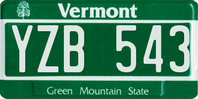 VT license plate YZB543