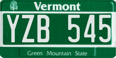 VT license plate YZB545