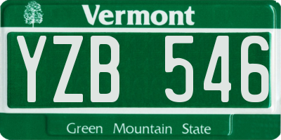 VT license plate YZB546