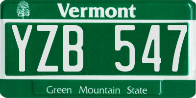 VT license plate YZB547