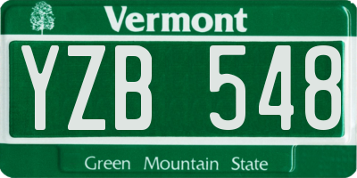VT license plate YZB548