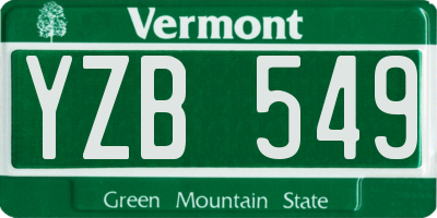 VT license plate YZB549
