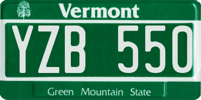 VT license plate YZB550