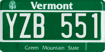 VT license plate YZB551