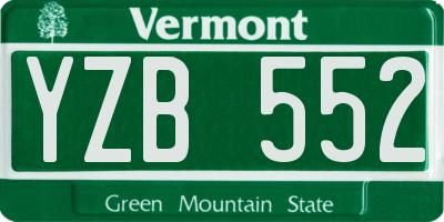 VT license plate YZB552