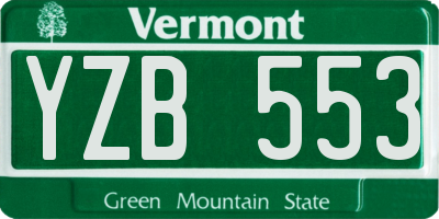 VT license plate YZB553